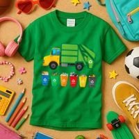 Garbage Truck Reuse Recycle Trash Collector Earth Day Kids T-Shirt thumb 3