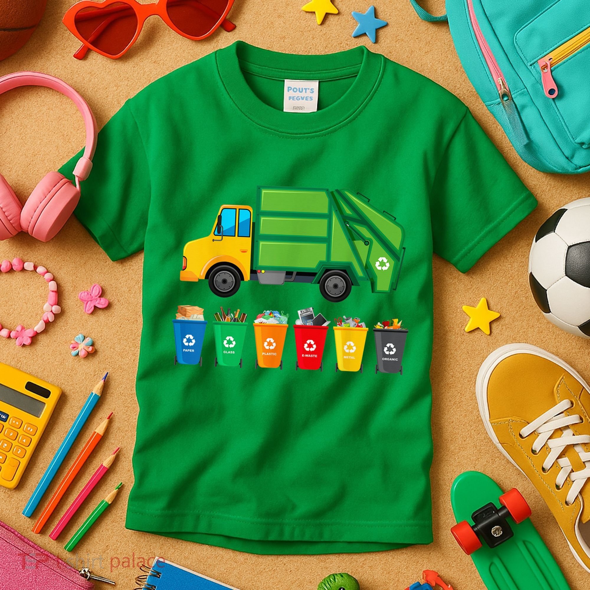 Garbage Truck Reuse Recycle Trash Collector Earth Day Kids T-Shirt