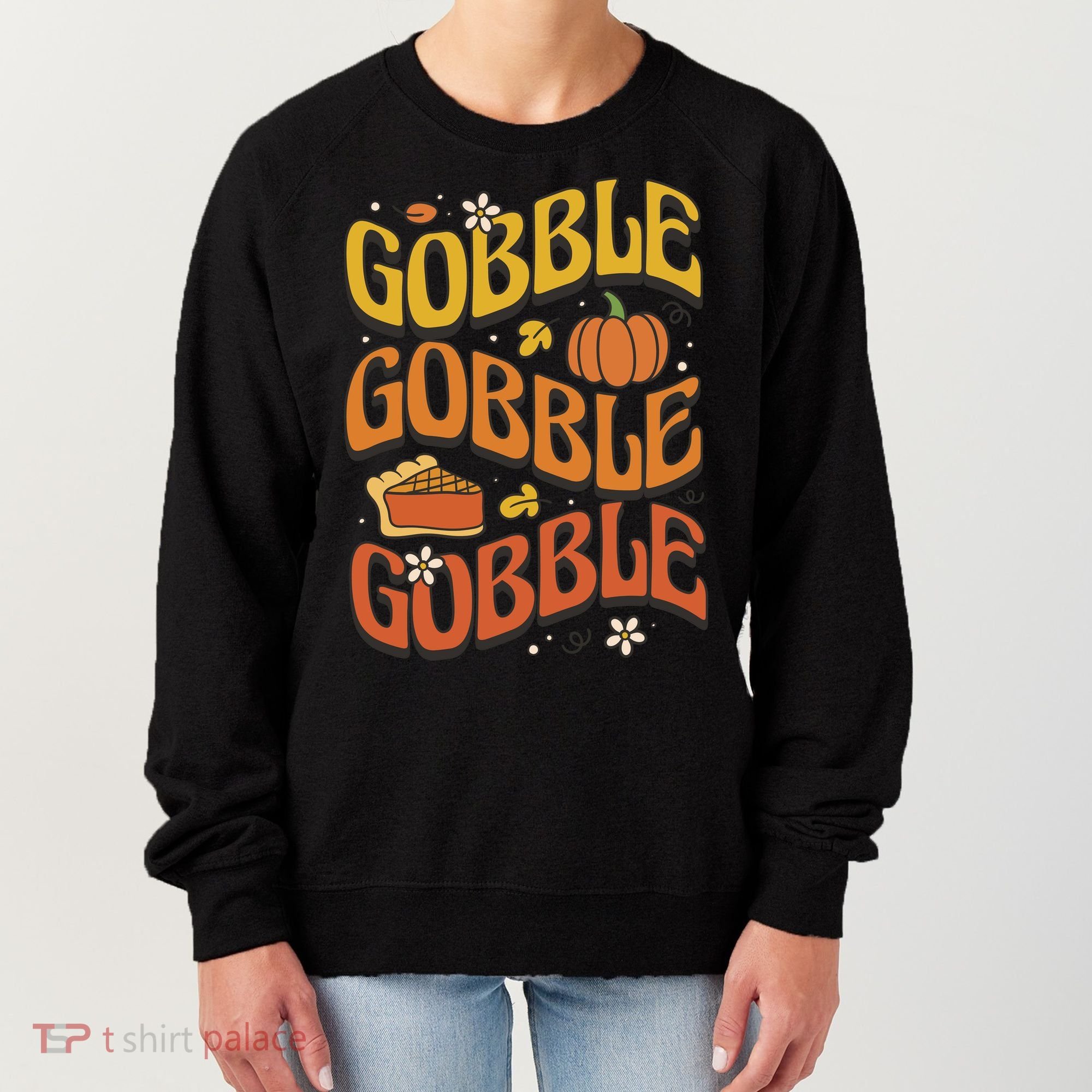 Gobble Turkey Retro Thanksgiving Fall Women's Sweatshirt
