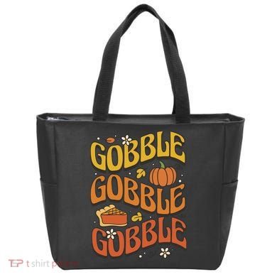 Gobble Turkey Retro Thanksgiving Fall Tote Bag