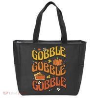 Gobble Turkey Retro Thanksgiving Fall Tote Bag thumb 0