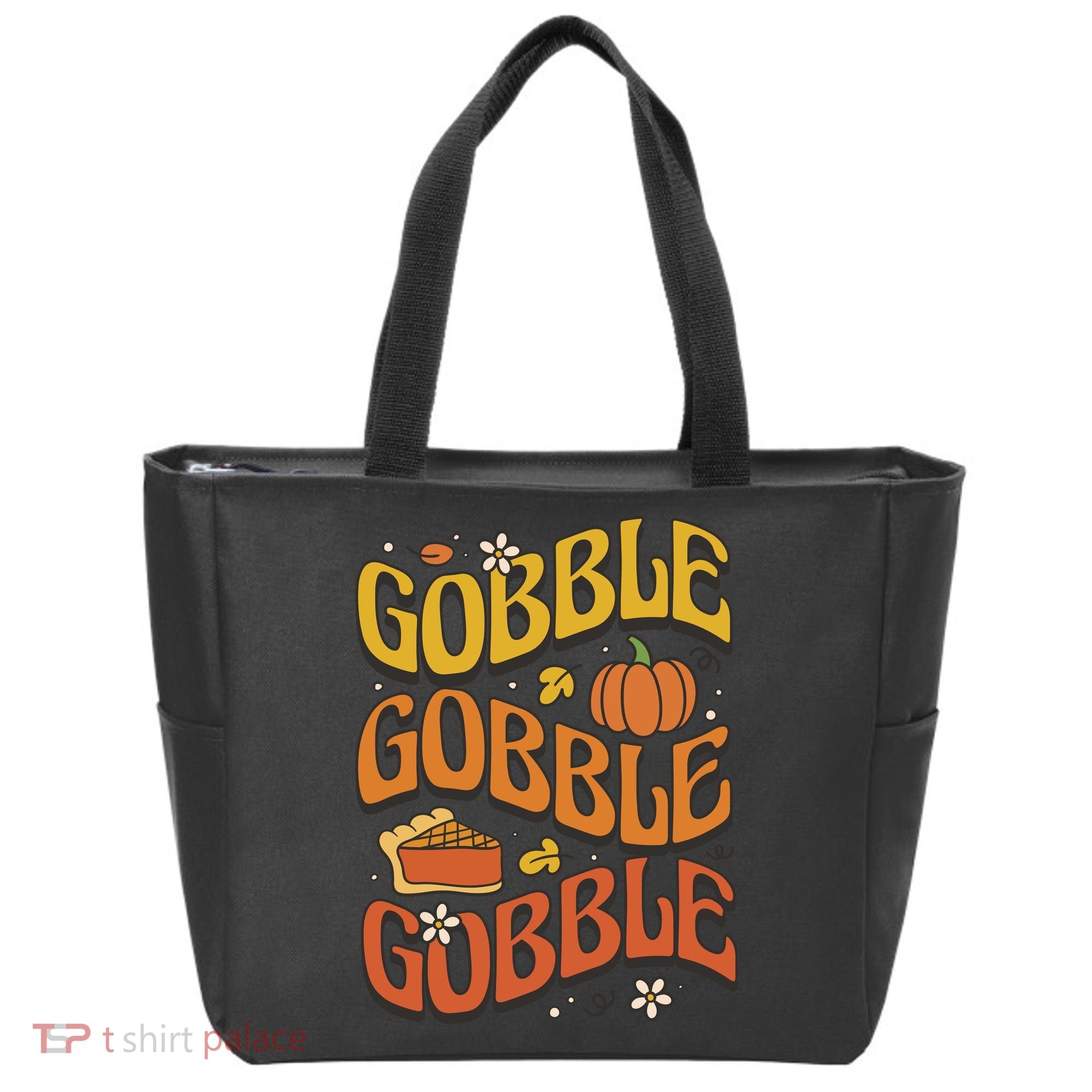 Gobble Turkey Retro Thanksgiving Fall Tote Bag