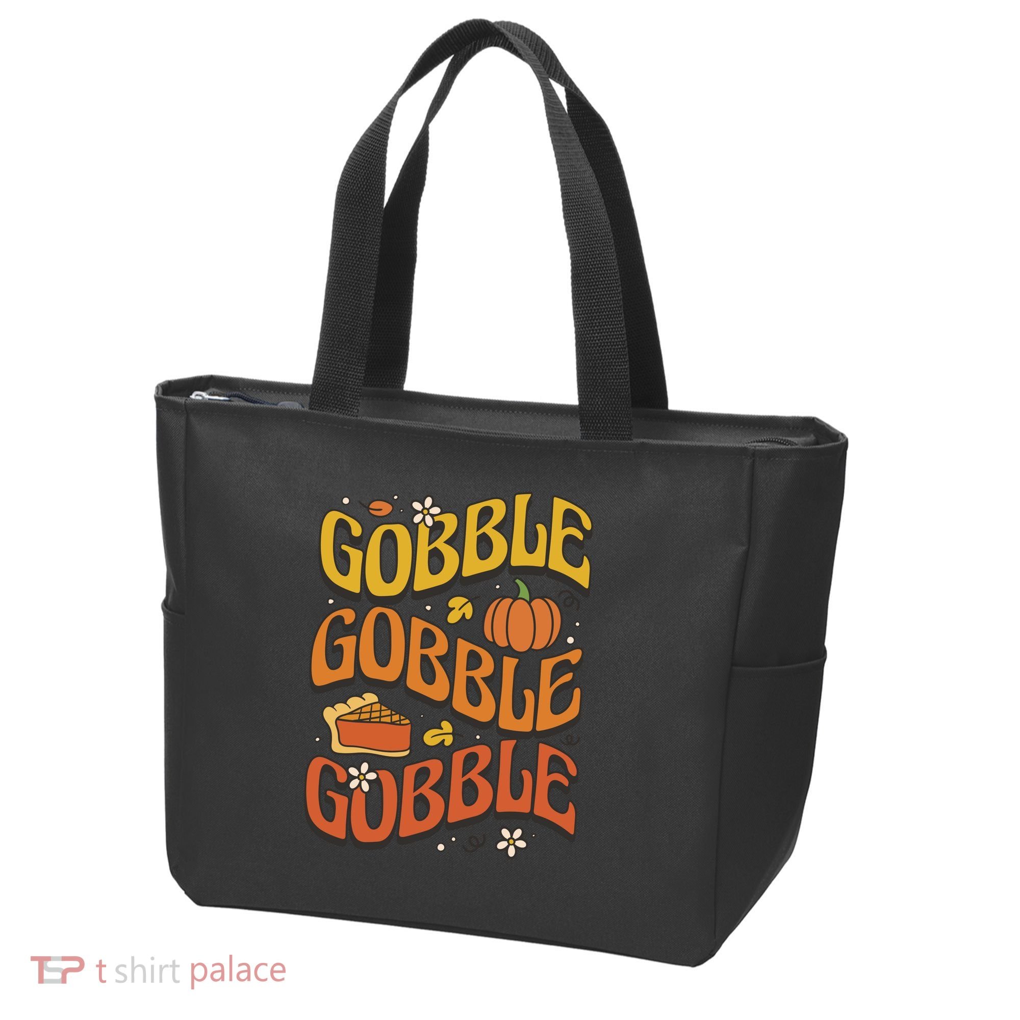 Gobble Turkey Retro Thanksgiving Fall Tote Bag