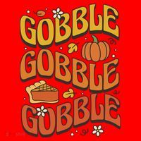 Gobble Turkey Retro Thanksgiving Fall Santa Hat thumb 1