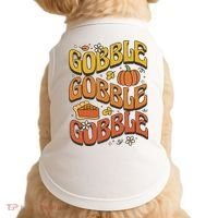 Gobble Turkey Retro Thanksgiving Fall Doggie Tank thumb 0