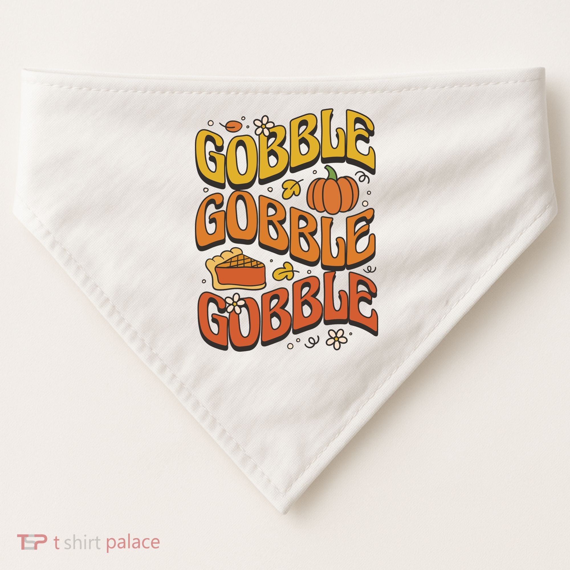 Gobble Turkey Retro Thanksgiving Fall USA-Made Doggie Bandana
