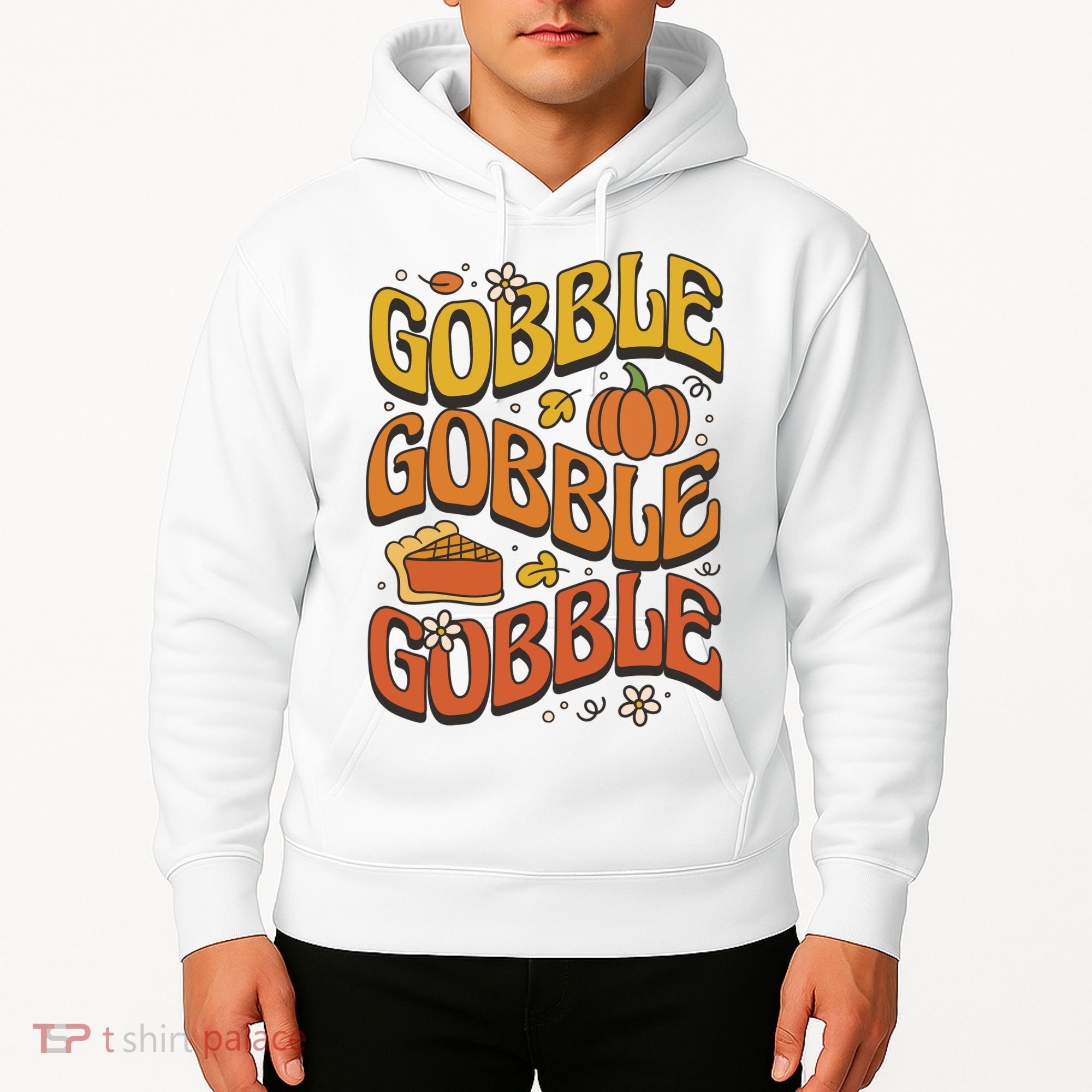 Gobble Turkey Retro Thanksgiving Fall Hoodie