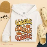 Gobble Turkey Retro Thanksgiving Fall Hoodie thumb 4