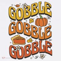 Gobble Turkey Retro Thanksgiving Fall Apron thumb 3