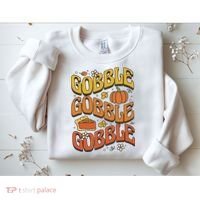 Gobble Turkey Retro Thanksgiving Fall Sweatshirt thumb 2