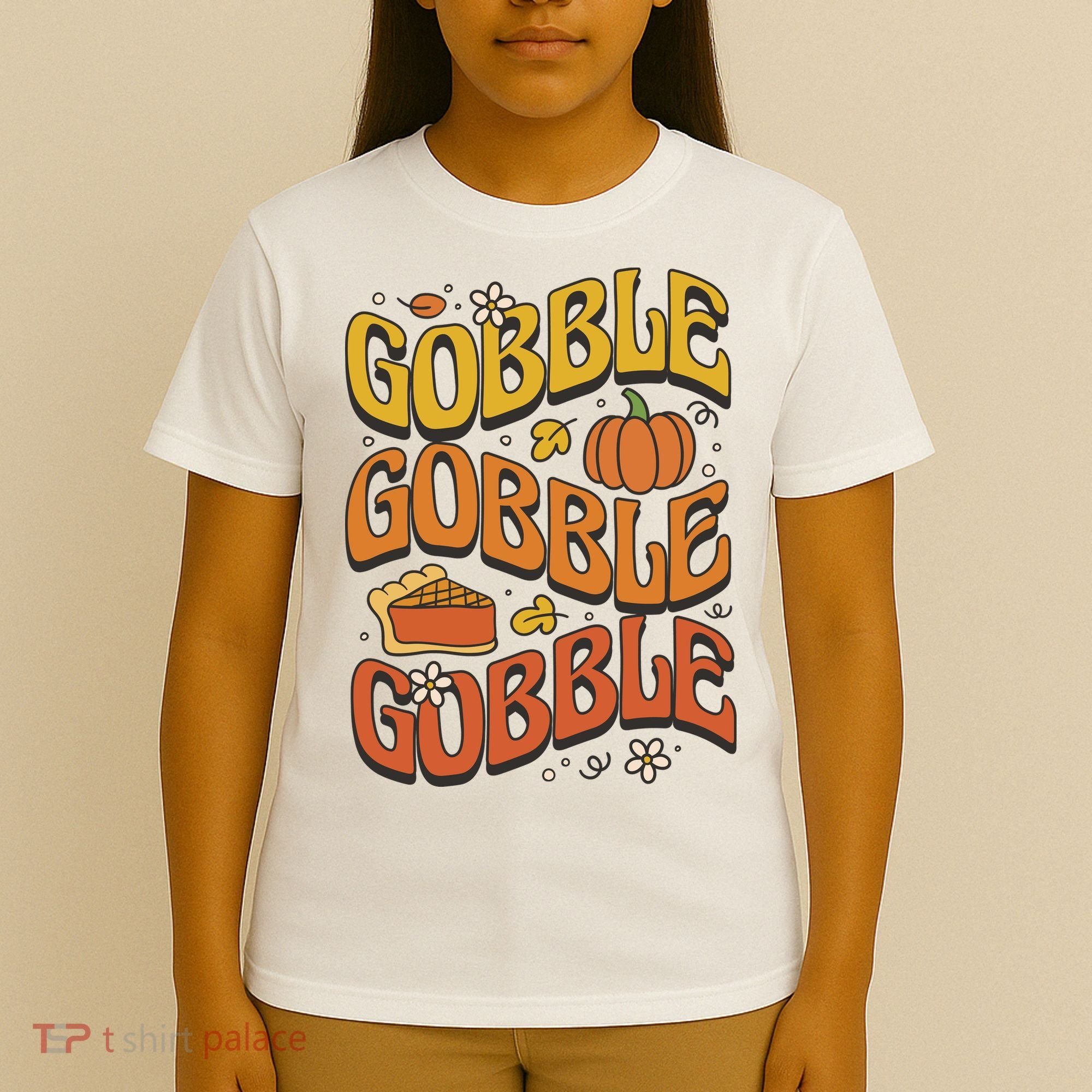 Gobble Turkey Retro Thanksgiving Fall T-Shirt