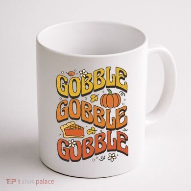 Gobble Turkey Retro Thanksgiving Fall Coffee Mug back