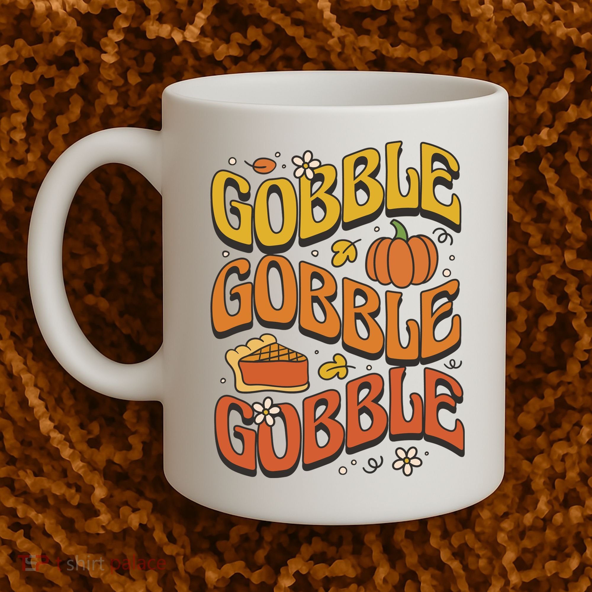 Gobble Turkey Retro Thanksgiving Fall Coffee Mug