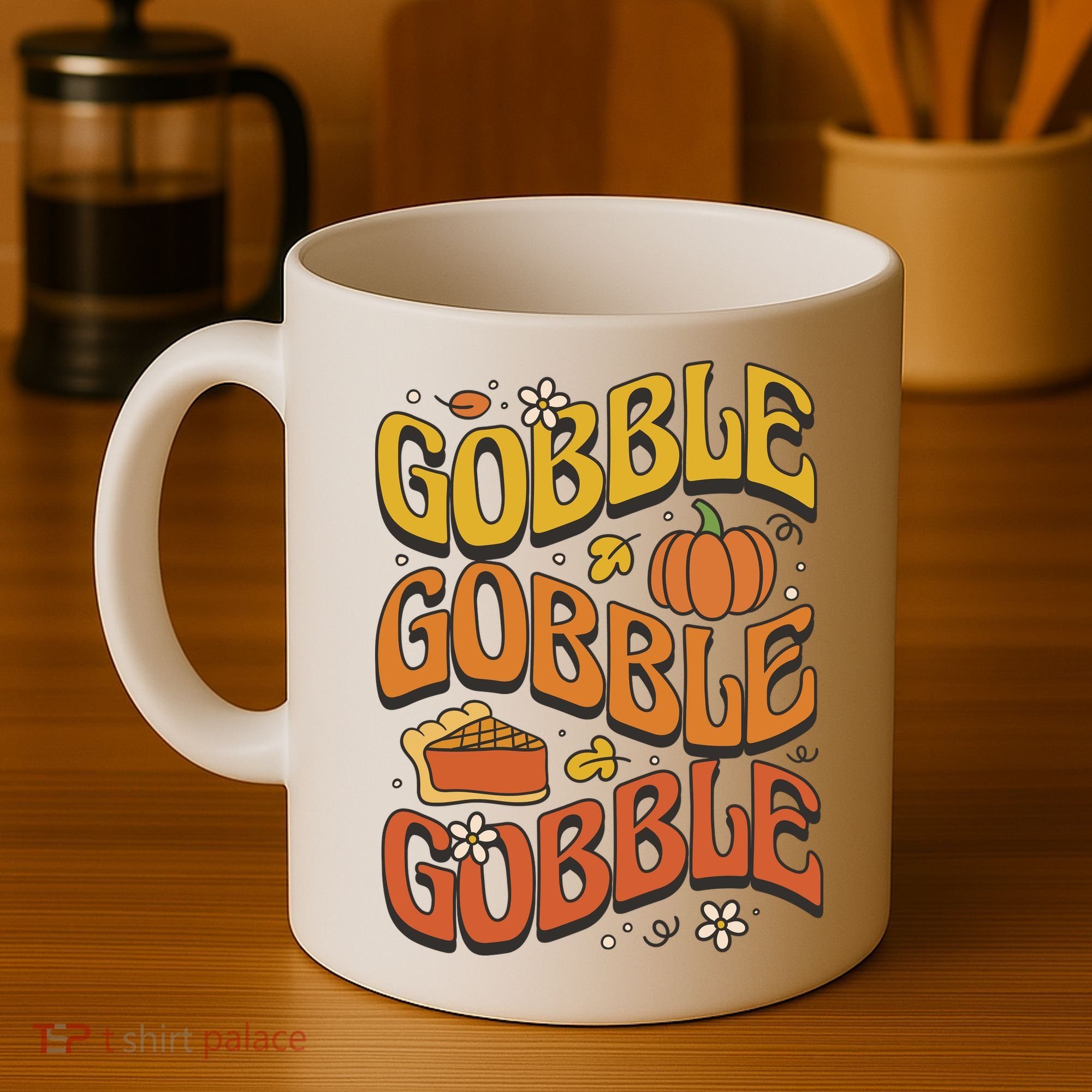Gobble Turkey Retro Thanksgiving Fall Coffee Mug
