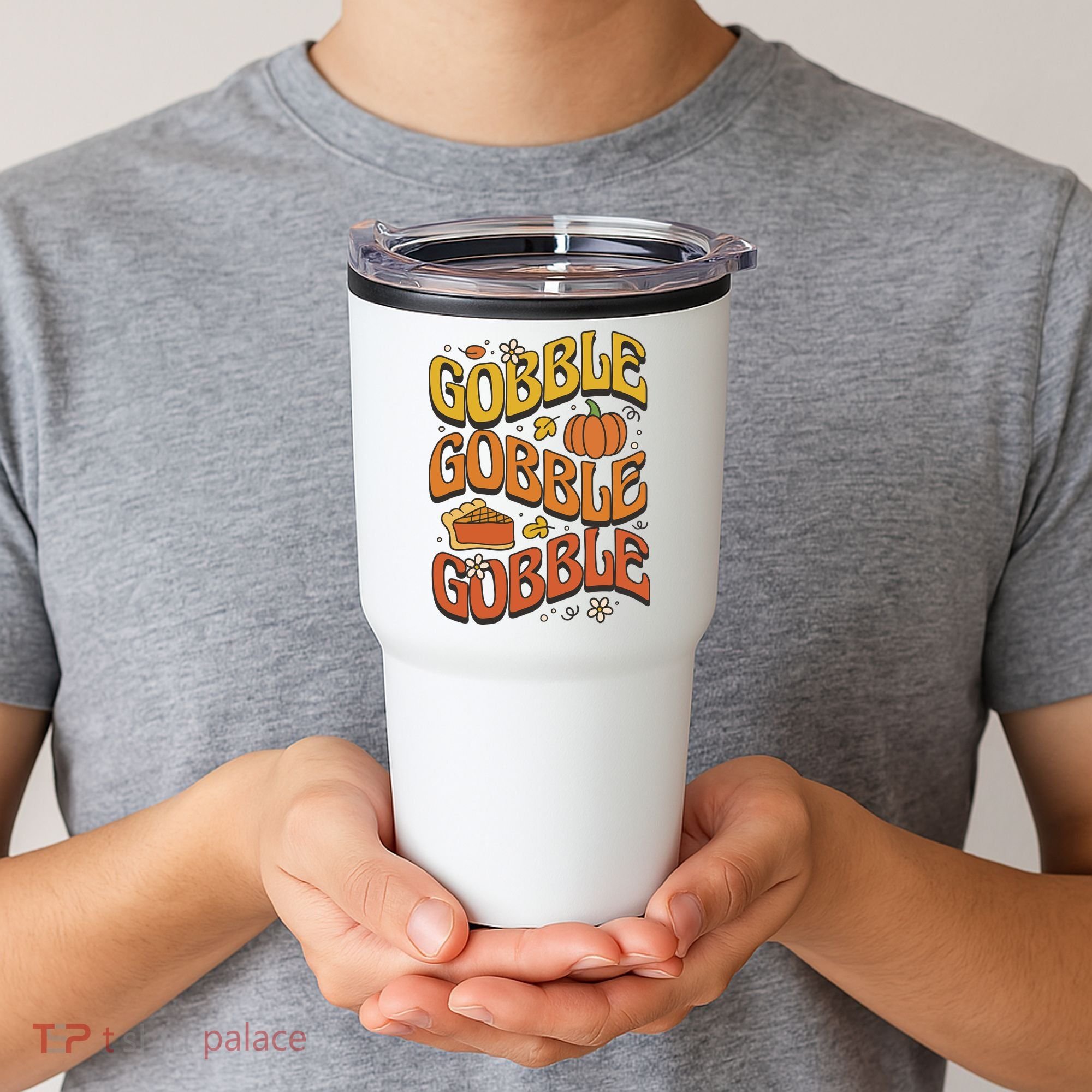 Gobble Turkey Retro Thanksgiving Fall Tumbler