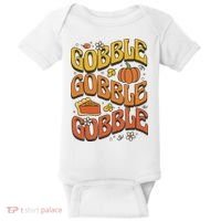 Gobble Turkey Retro Thanksgiving Fall Baby Bodysuit thumb 0