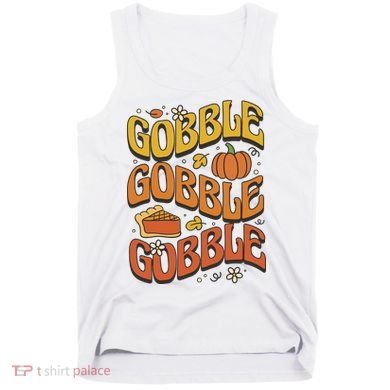 Gobble Turkey Retro Thanksgiving Fall Tank Top