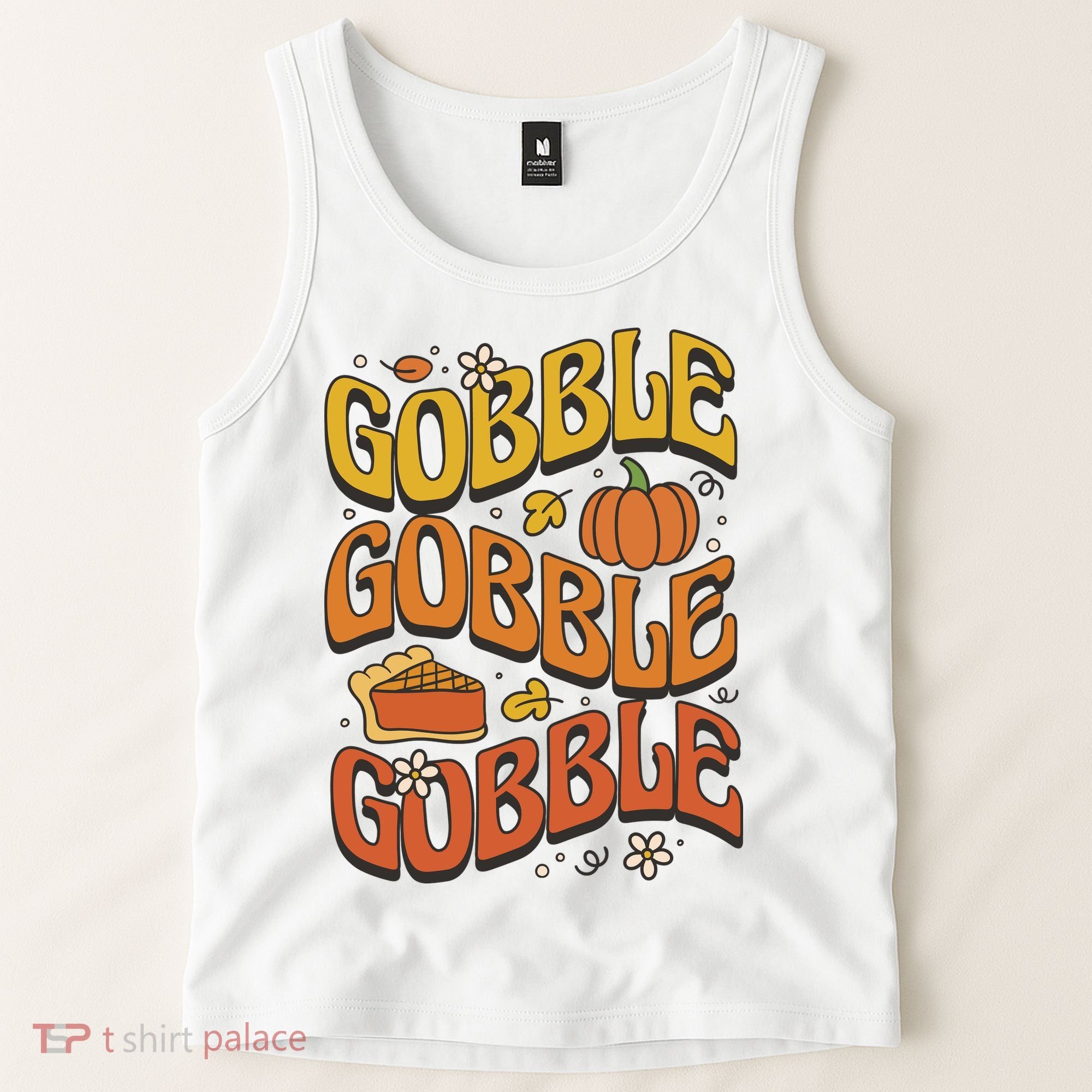 Gobble Turkey Retro Thanksgiving Fall Tank Top