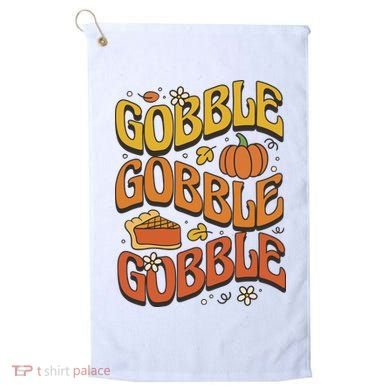 Gobble Turkey Retro Thanksgiving Fall Golf Towel