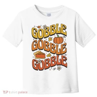 Gobble Turkey Retro Thanksgiving Fall Toddler T-Shirt
