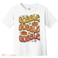 Gobble Turkey Retro Thanksgiving Fall Toddler T-Shirt thumb 0