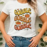 Gobble Turkey Retro Thanksgiving Fall Women's T-Shirt thumb 2