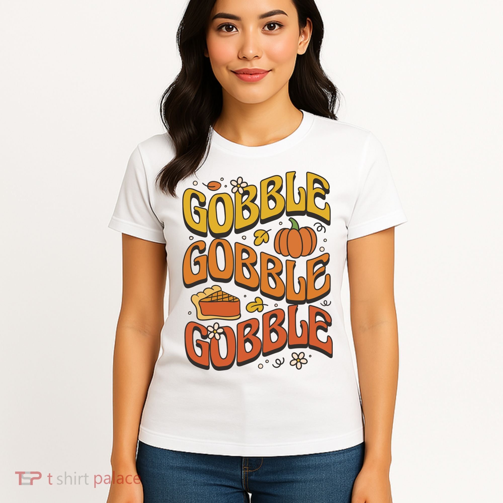 Gobble Turkey Retro Thanksgiving Fall Women's T-Shirt