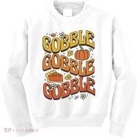 Gobble Turkey Retro Thanksgiving Fall Kids Sweatshirt thumb 0