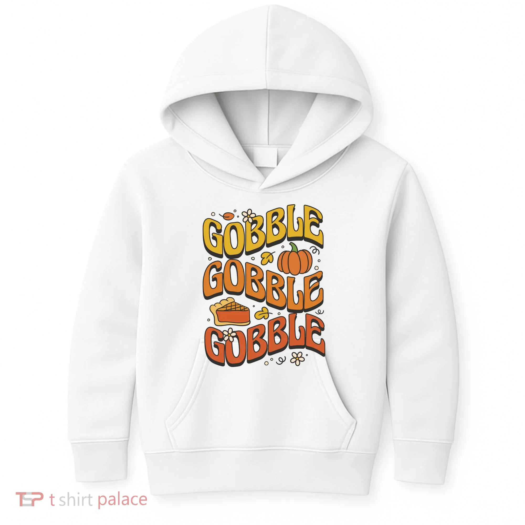 Gobble Turkey Retro Thanksgiving Fall Kids Hoodie