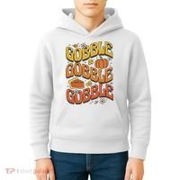 Gobble Turkey Retro Thanksgiving Fall Kids Hoodie thumb 4