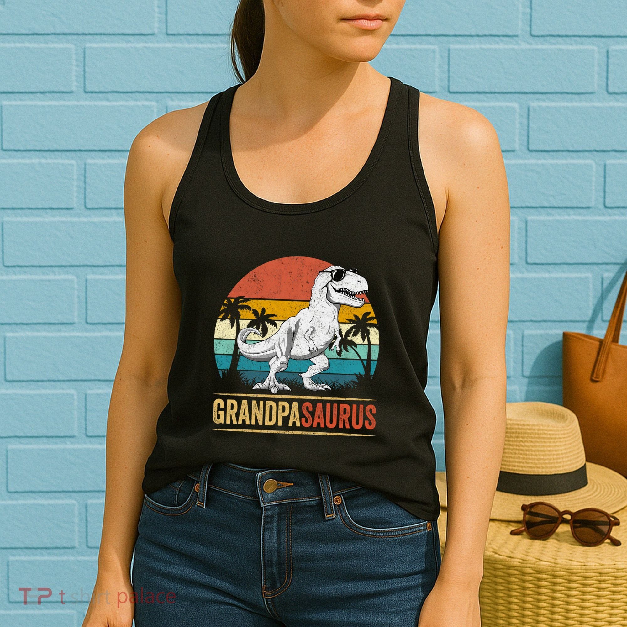 Grandpasaurus T Rex Dinosaur Grandpa Saurus Family Matching Women's Tank Top
