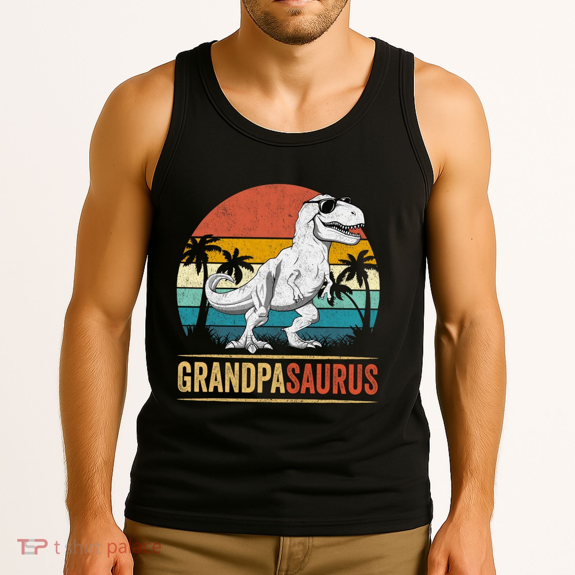 Grandpasaurus T Rex Dinosaur Grandpa Saurus Family Matching Tank Top