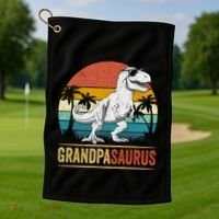 Grandpasaurus T Rex Dinosaur Grandpa Saurus Family Matching Golf Towel thumb 1