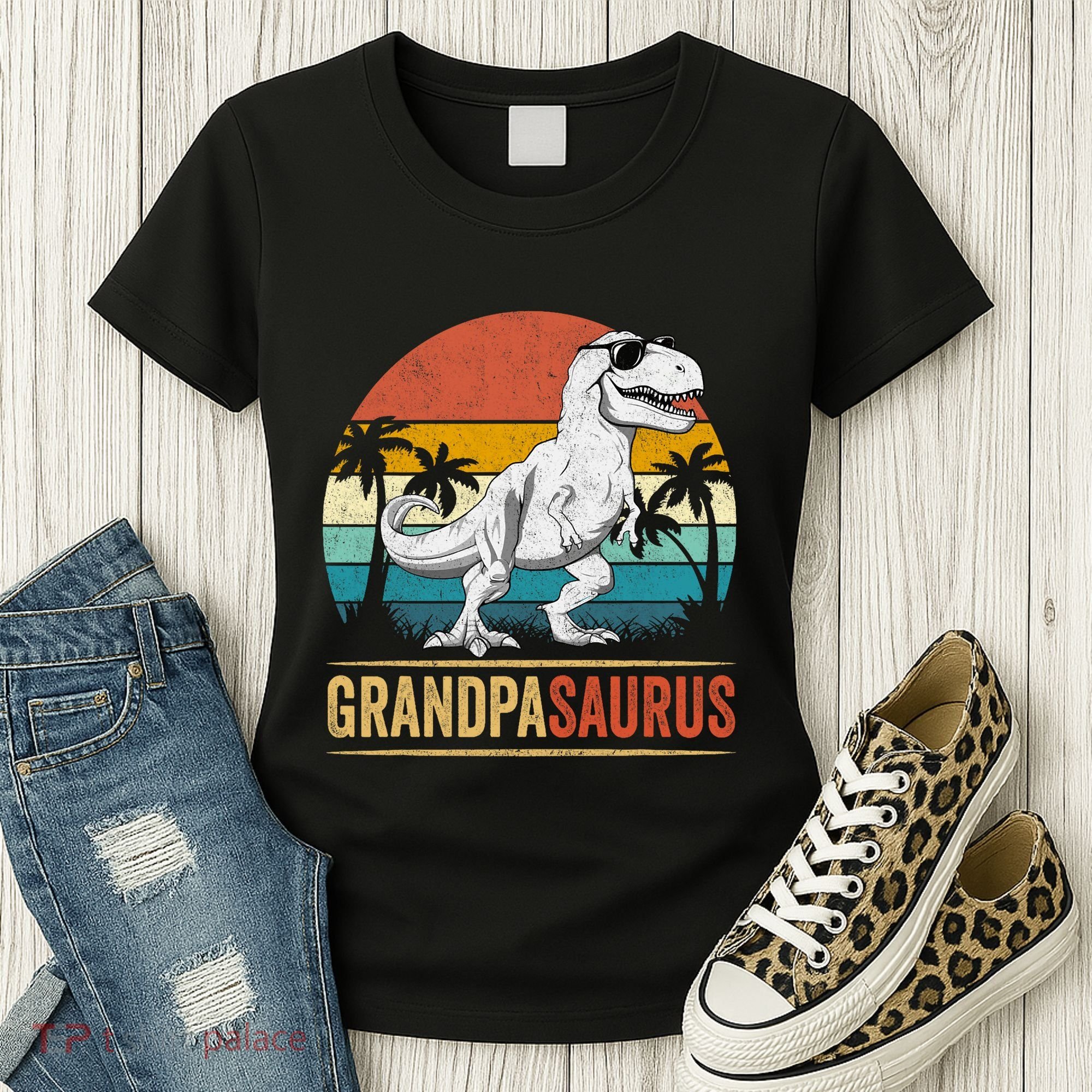 Grandpasaurus T Rex Dinosaur Grandpa Saurus Family Matching Women's T-Shirt