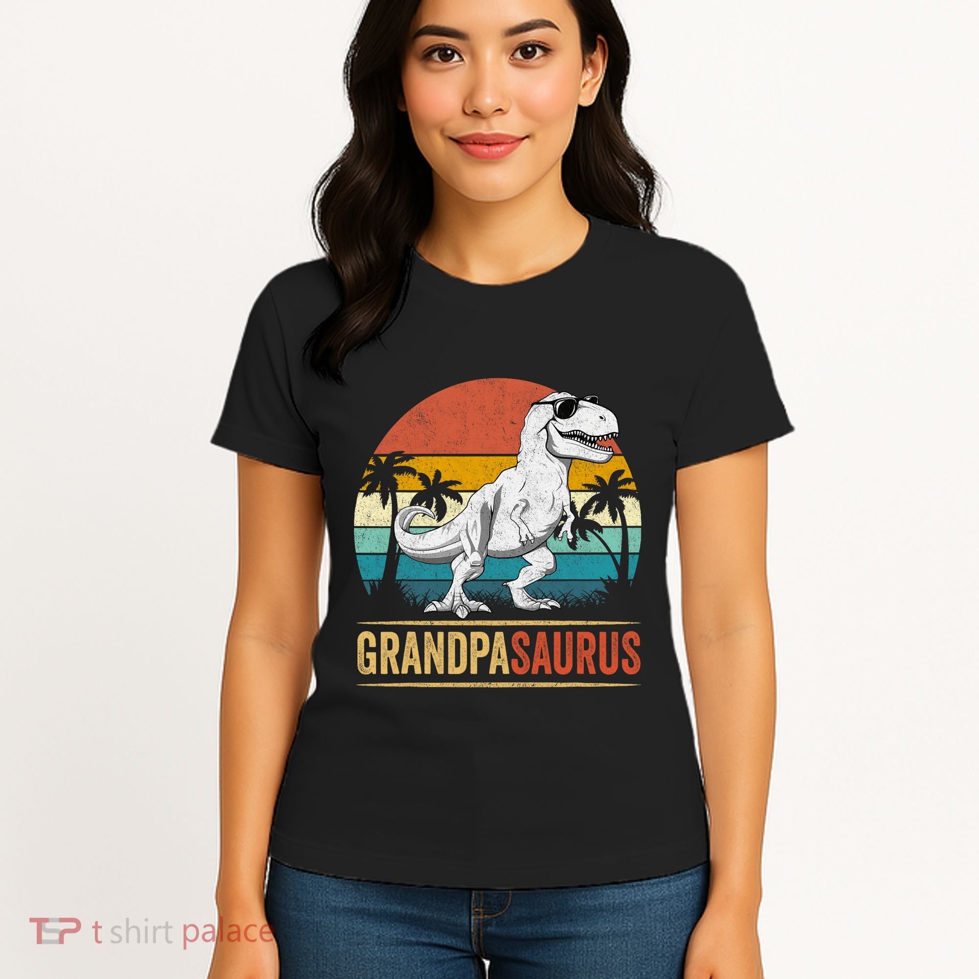 Grandpasaurus T Rex Dinosaur Grandpa Saurus Family Matching Women's T-Shirt