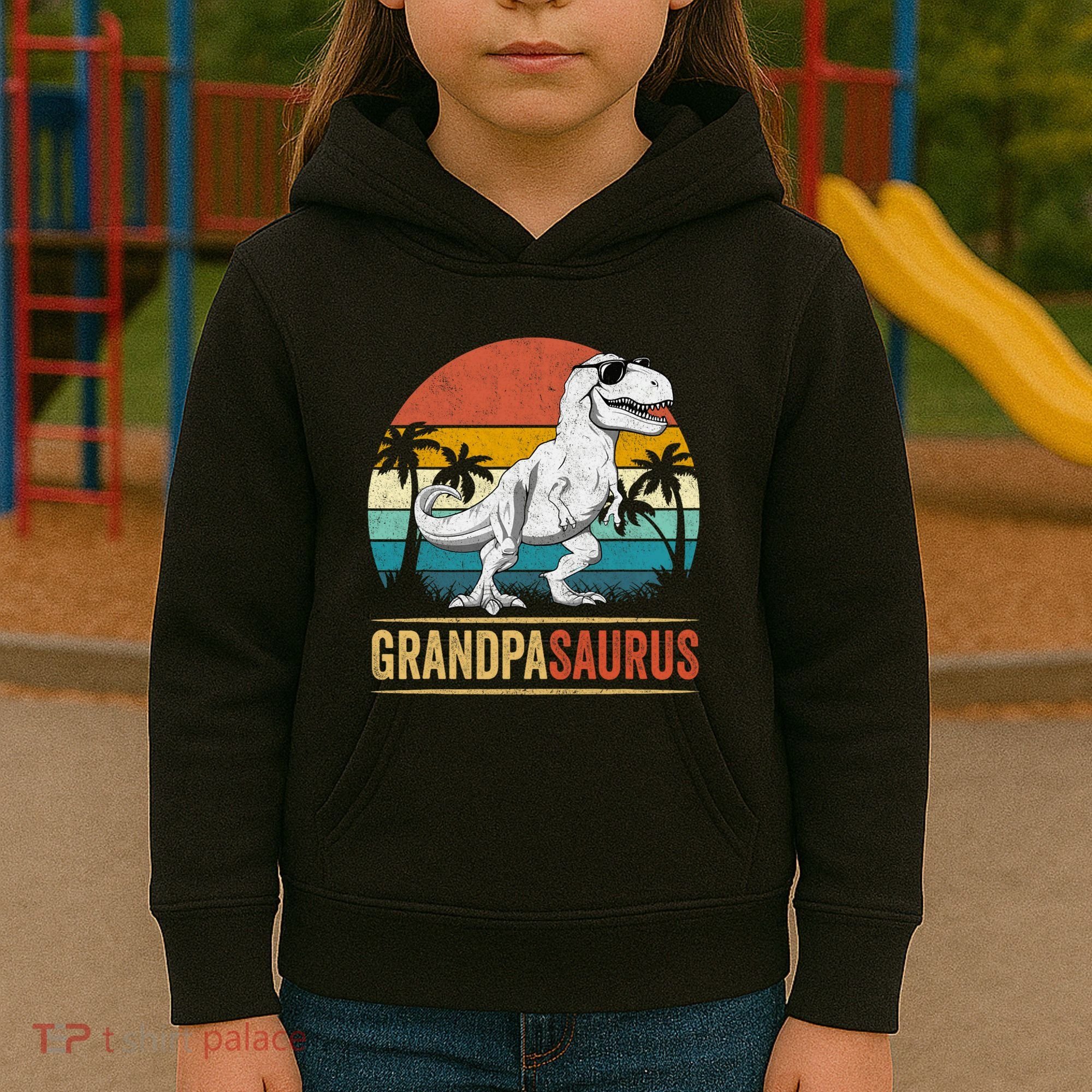 Grandpasaurus T Rex Dinosaur Grandpa Saurus Family Matching Kids Hoodie