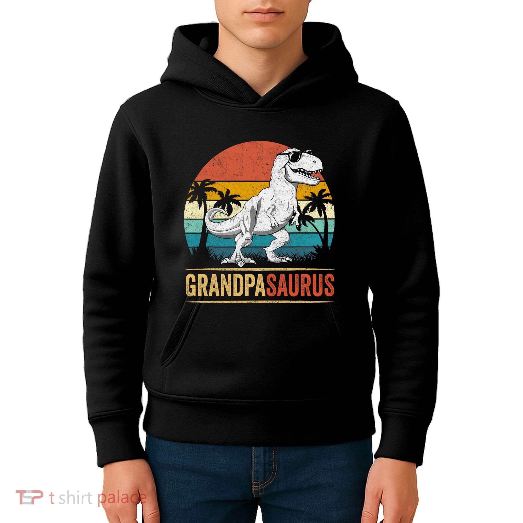 Grandpasaurus T Rex Dinosaur Grandpa Saurus Family Matching Kids Hoodie