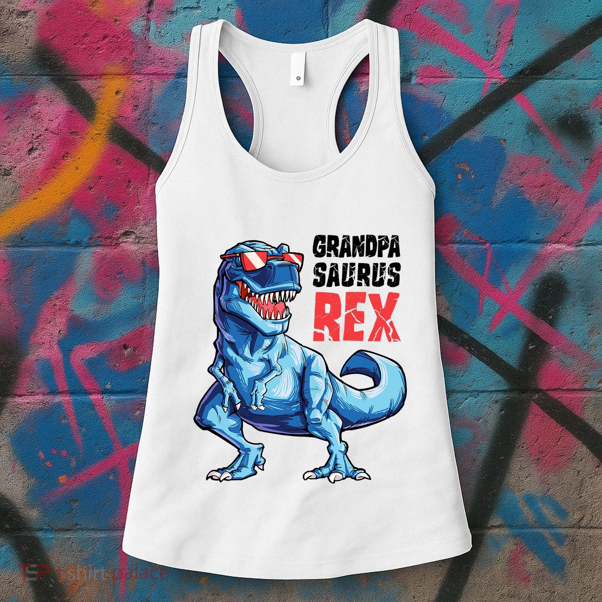 Grandpasaurus T Rex Dinosaur Grandpa Saurus FatherS Family Women's Tank Top