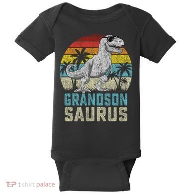 Grandsonsaurus T Rex Dinosaur Grandson Saurus Family Baby Bodysuit