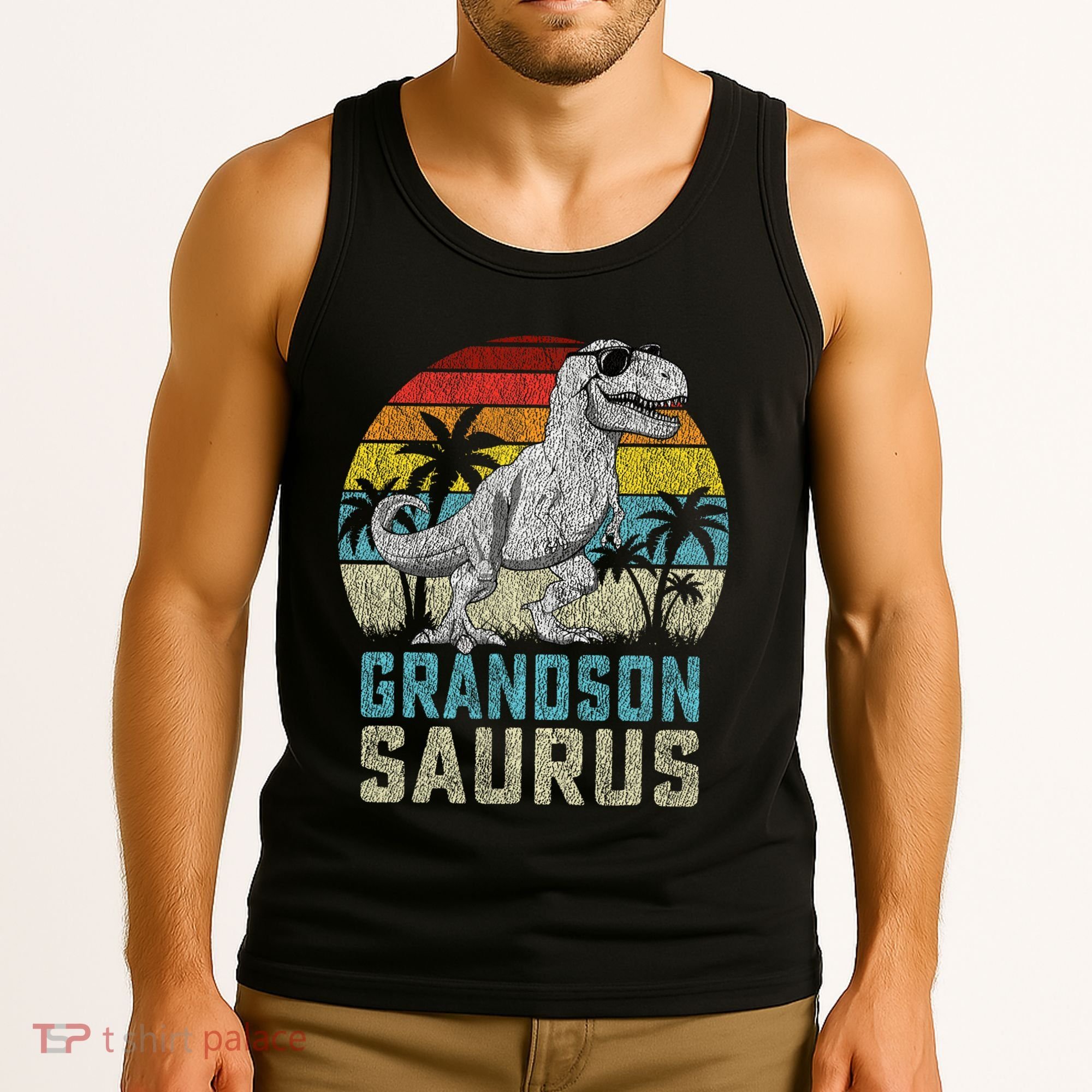 Grandsonsaurus T Rex Dinosaur Grandson Saurus Family Tank Top
