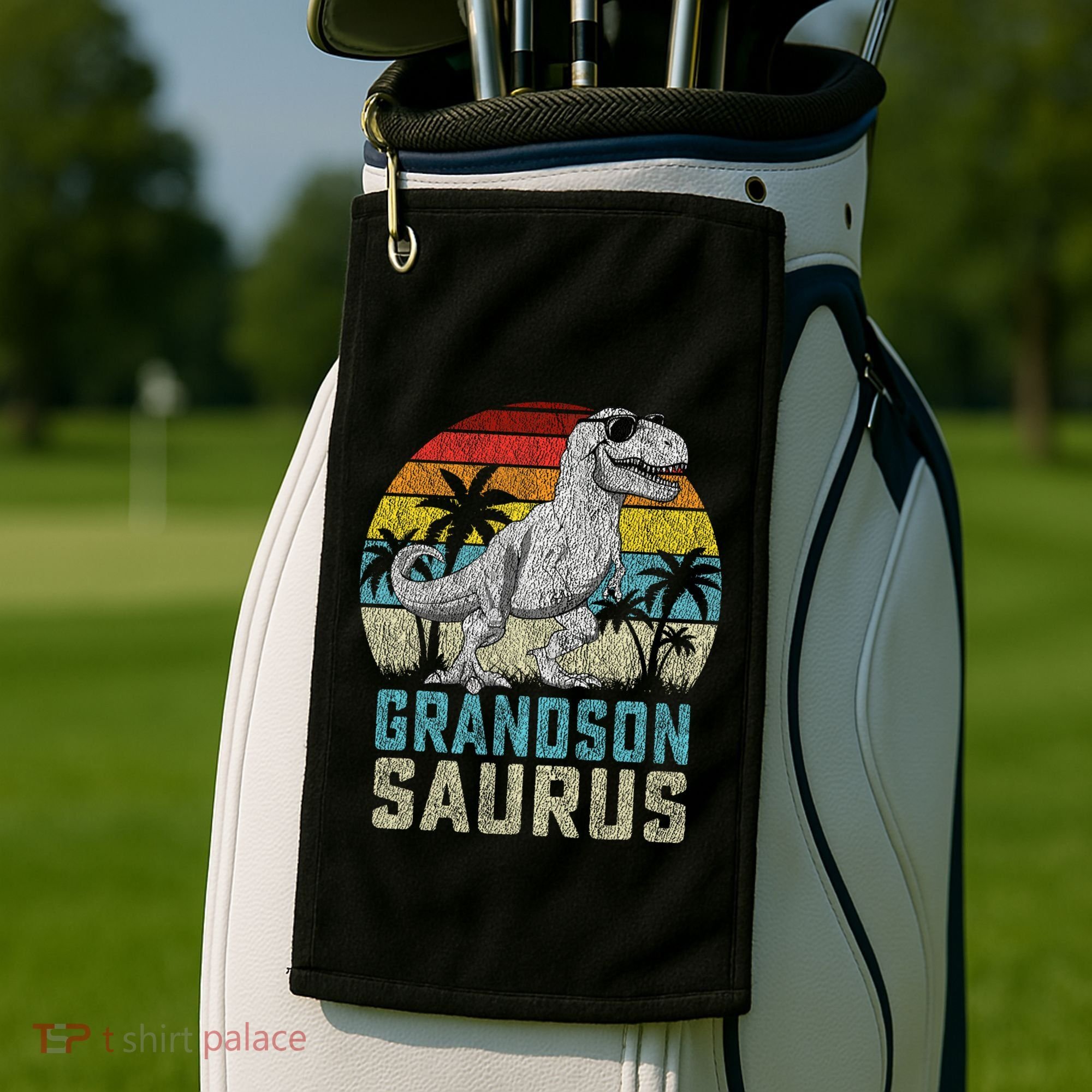 Grandsonsaurus T Rex Dinosaur Grandson Saurus Family Golf Towel