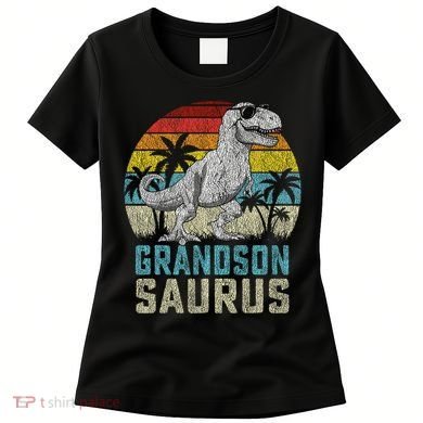 Grandsonsaurus T Rex Dinosaur Grandson Saurus Family Women's T-Shirt