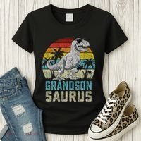 Grandsonsaurus T Rex Dinosaur Grandson Saurus Family Women's T-Shirt thumb 3