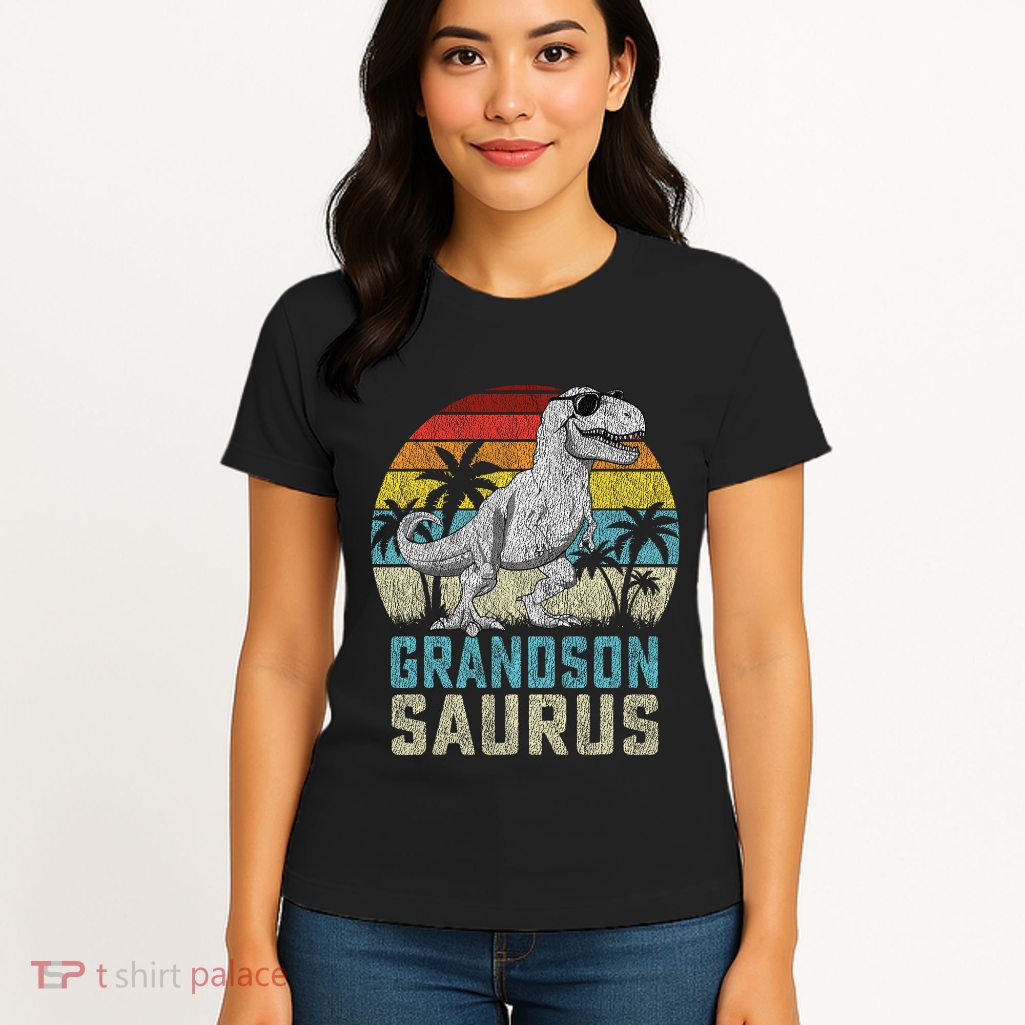 Grandsonsaurus T Rex Dinosaur Grandson Saurus Family Women's T-Shirt