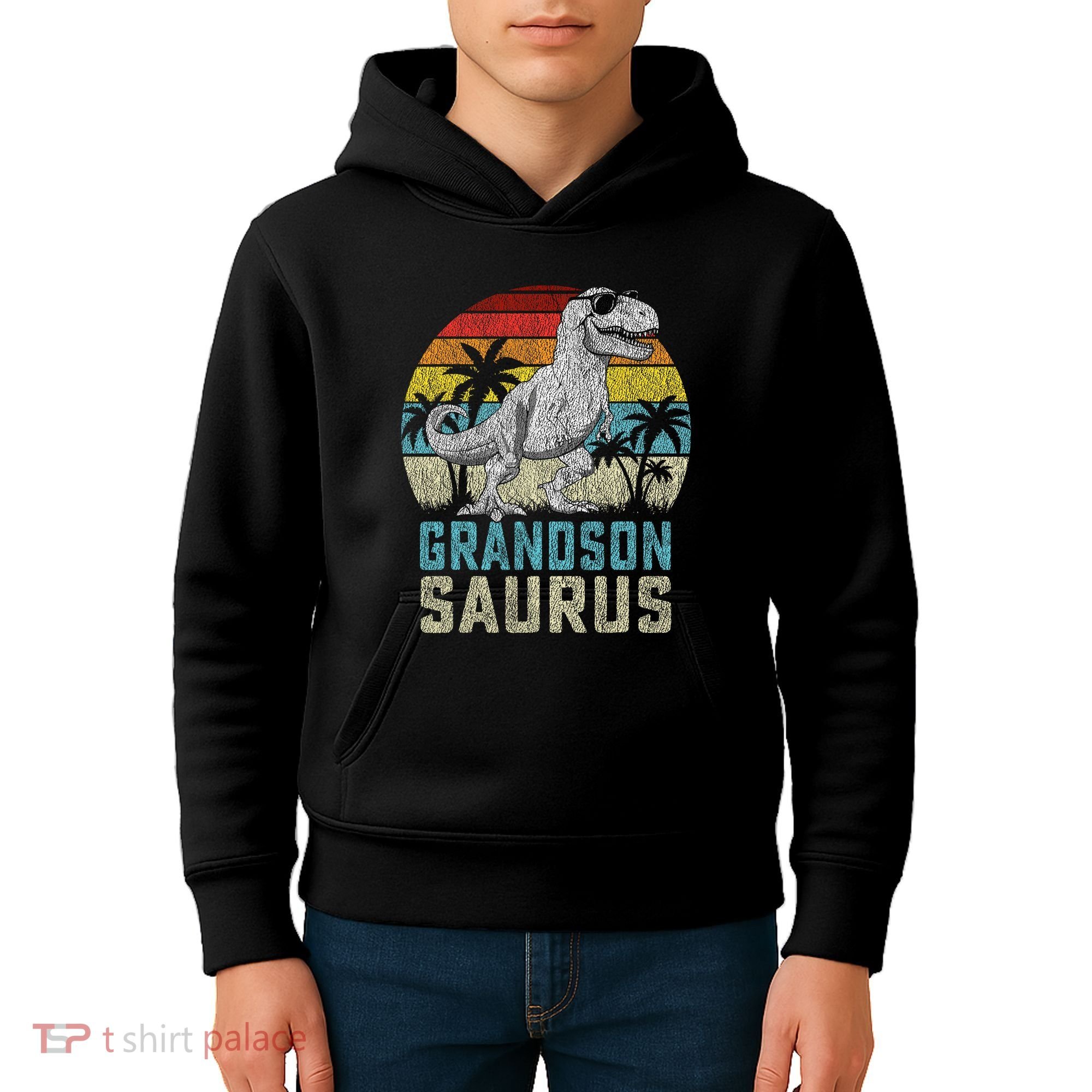 Grandsonsaurus T Rex Dinosaur Grandson Saurus Family Kids Hoodie