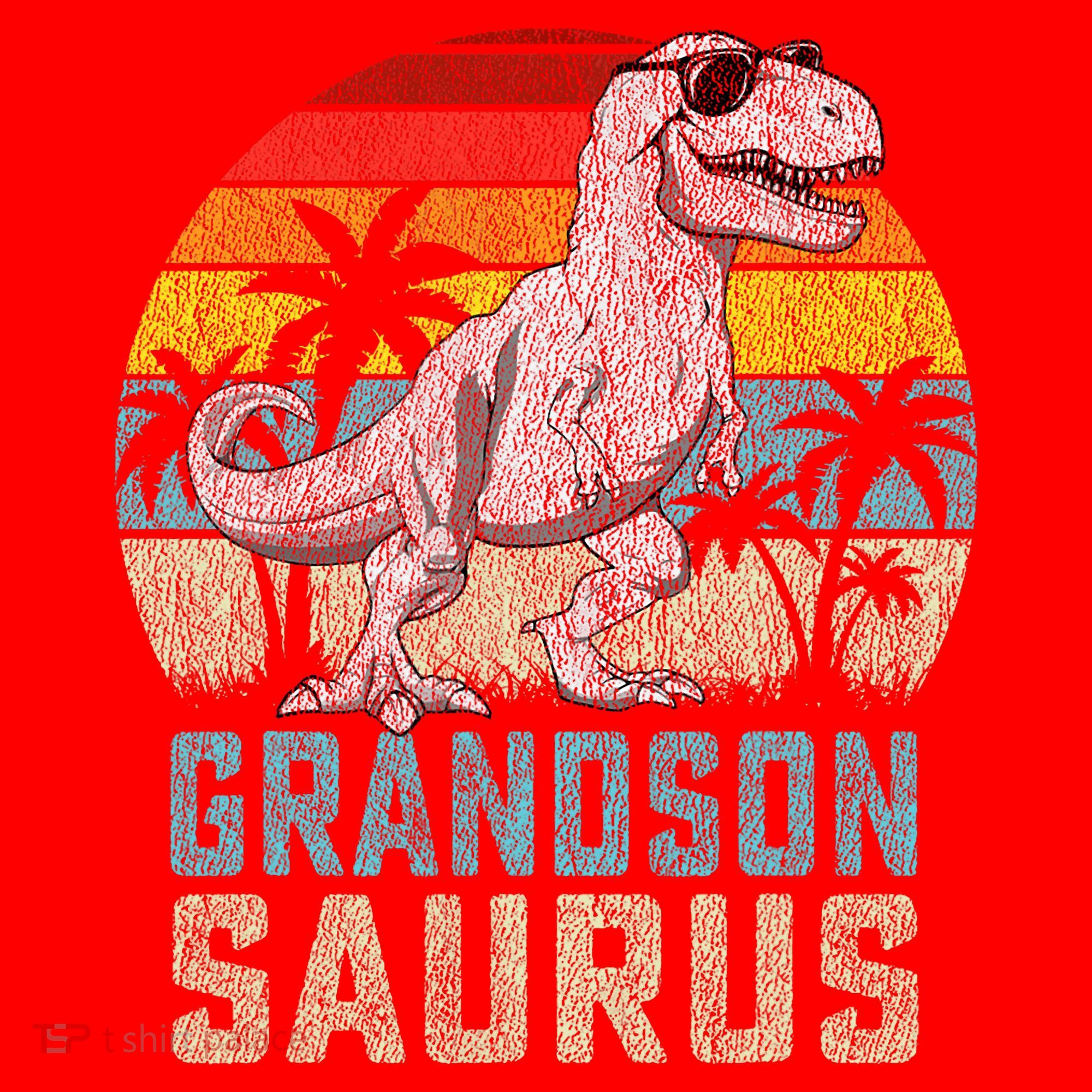 Grandsonsaurus T Rex Dinosaur Grandson Saurus Family Santa Hat