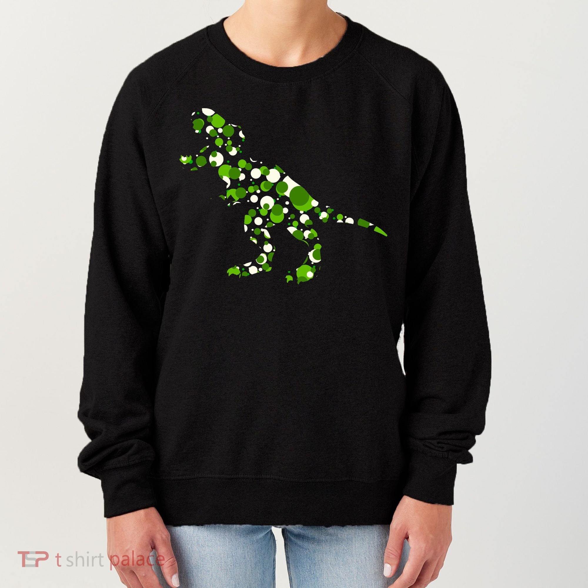 Green T Rex Polka Dot Dinosaur International Dot Day Women's Sweatshirt
