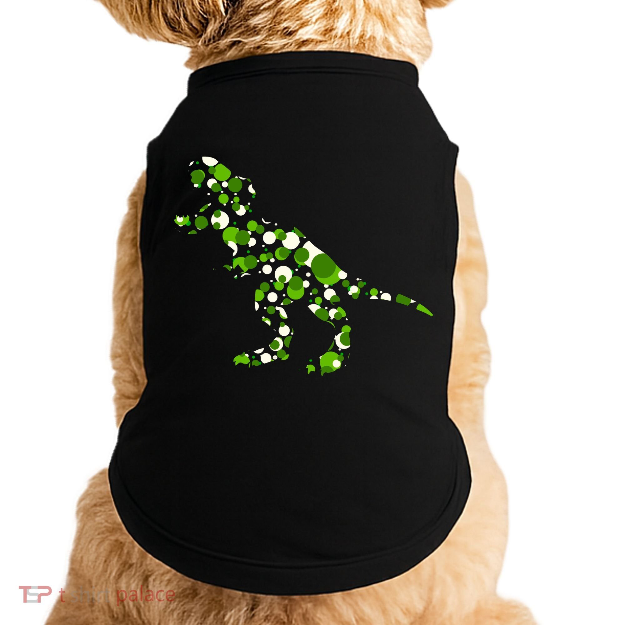 Green T Rex Polka Dot Dinosaur International Dot Day Doggie Tank