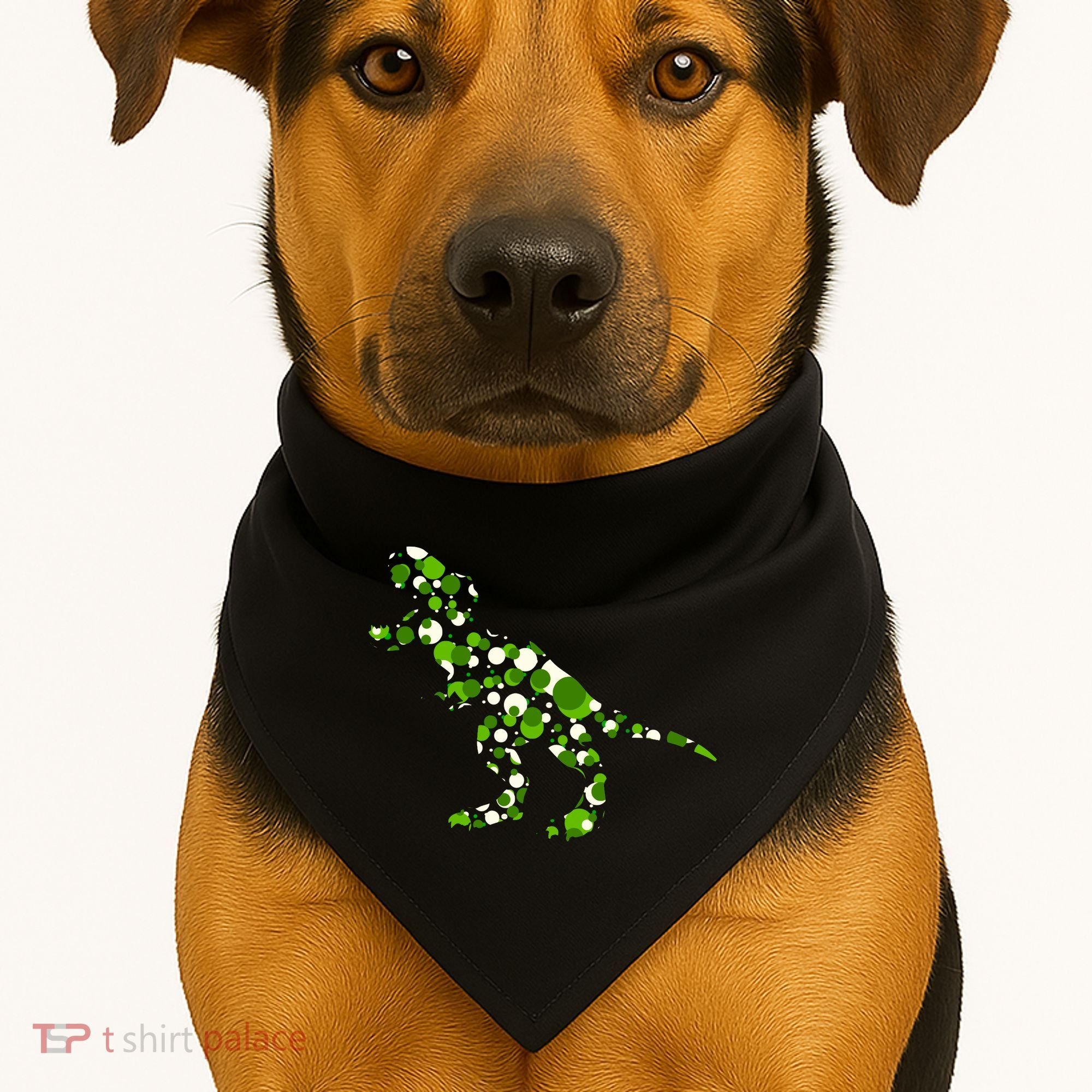 Green T Rex Polka Dot Dinosaur International Dot Day USA-Made Doggie Bandana