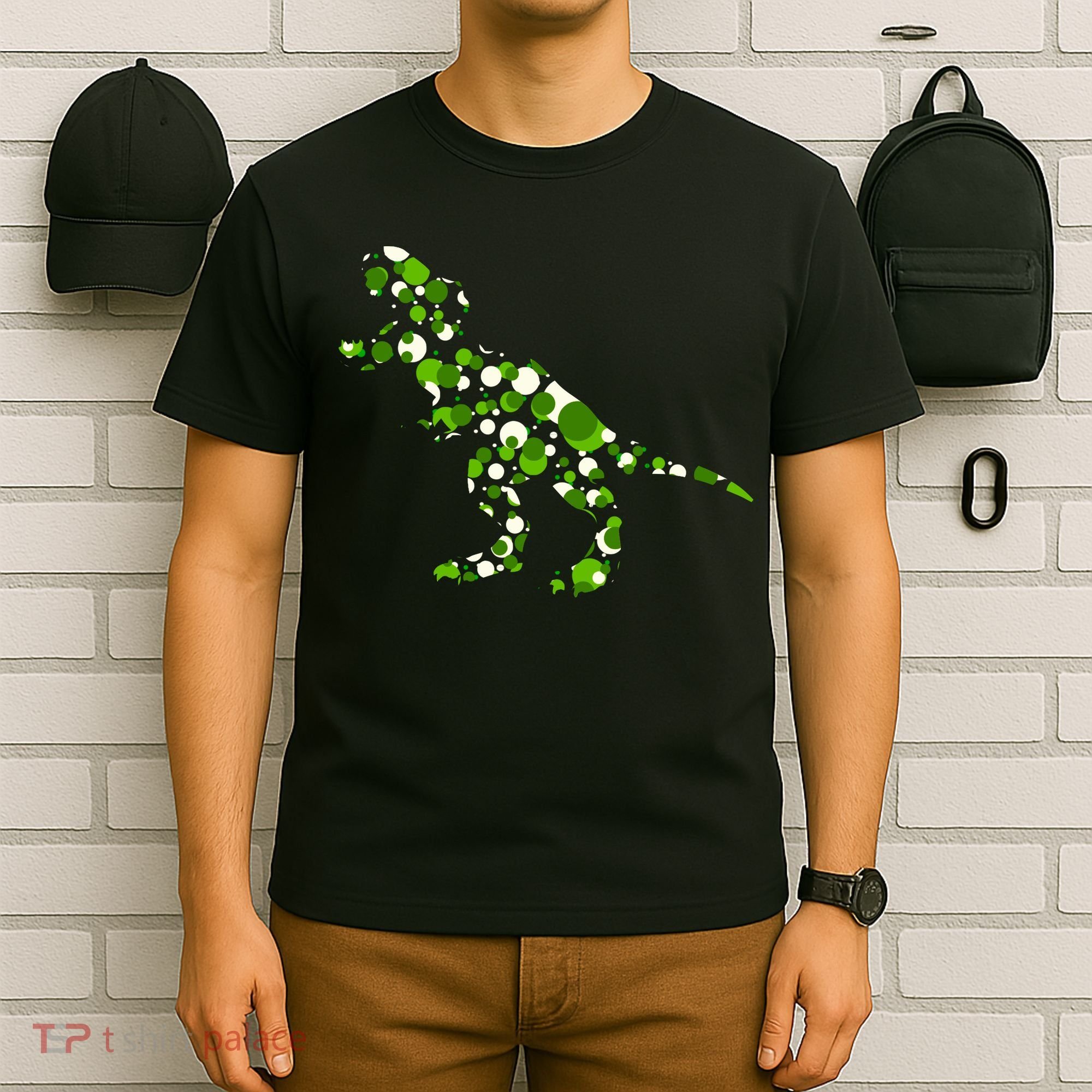 Green T Rex Polka Dot Dinosaur International Dot Day T-Shirt